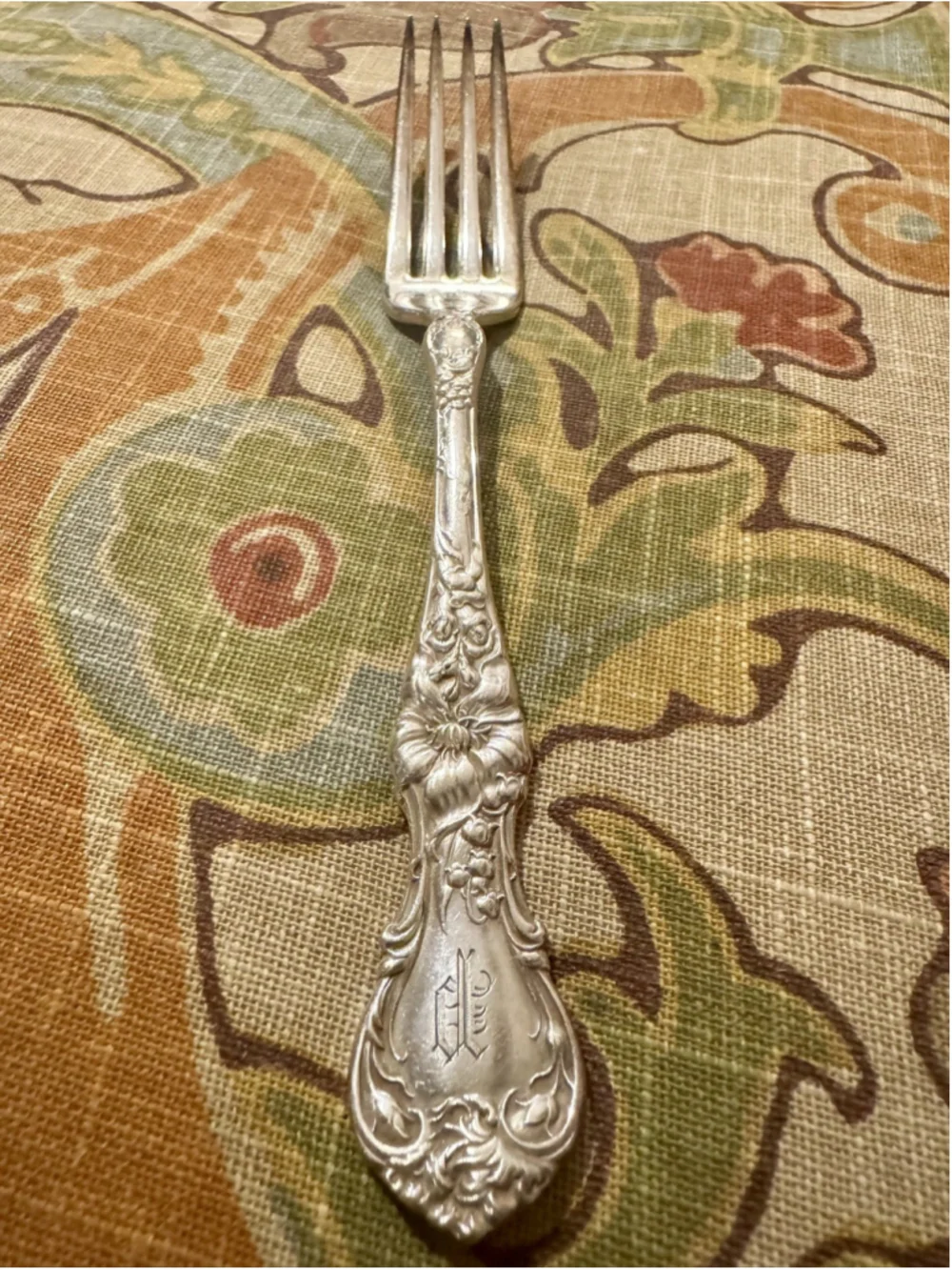 Antique 1835 R Wallace HIBISCUS Silverplate Forks – Monogram P – Set of 6